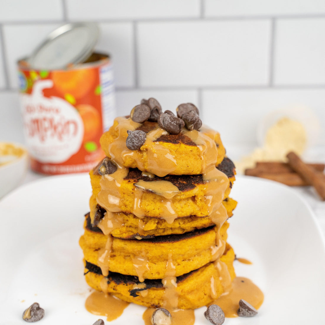 Pumpkin Chocolate Chip Protein Pancakes