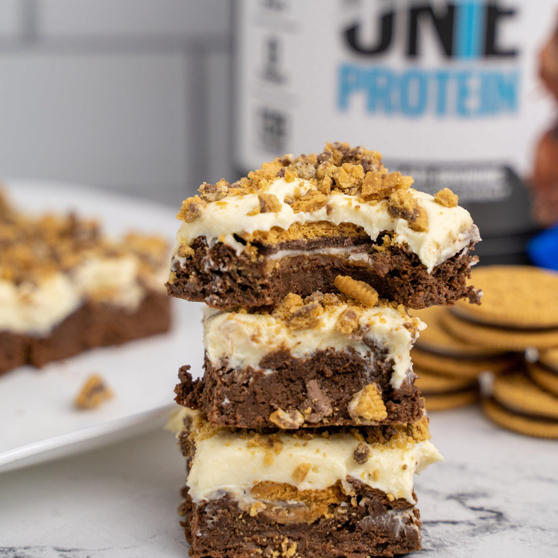 S'mores Oreo Protein Cake Bars